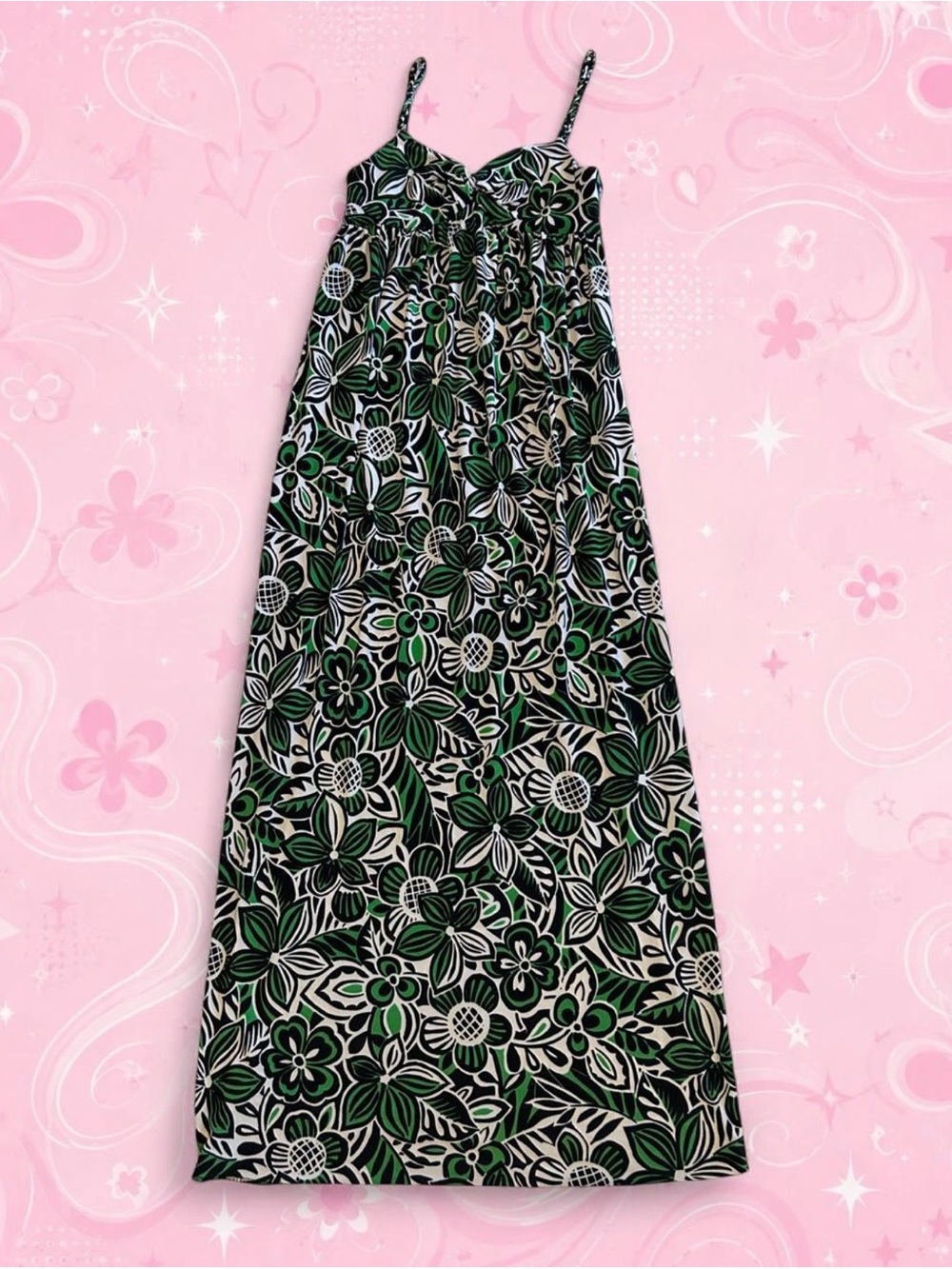 Nine West Vintage Y2K Retro Floral Graphic Empire Waist Maxi Dress